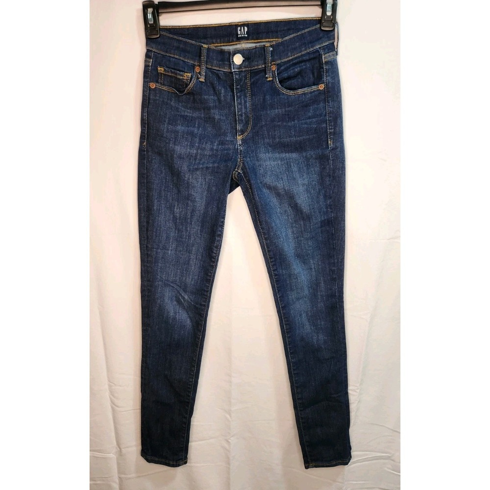 Gap Jeans Womens 27 Reguler Blue Dark Wash Stretch Denim Pants‎ True Skinny